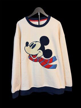 Mickey Mouse Winter Scenic Pullover Sweatshirt - Adult Size Large (Never Worn)